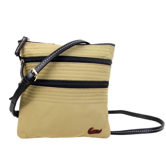 Dooney & Bourke Handbags - DOONEY & BOURKE OLIVE BEIGE CANVAS GENUINE LEATHER STRAP CROSSBODY SHOULDER BAG